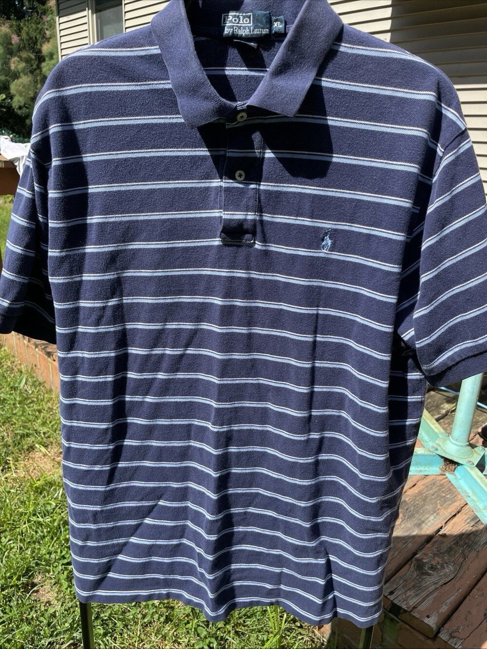 Polo Golf Fit Ralph Lauren Shirt Pima Cotton Short Sleeve Purple Striped XL